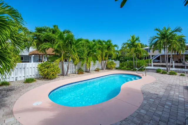 a view of a swimming pool with a patio