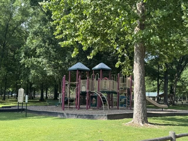 1897 Corbin Road Germantown, TN 38139 - Photo 19 of 22 Recreational playground structure featuring multiple slides, climbing elements, and overhead canopies