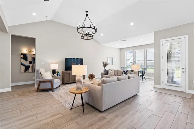 a living room with furniture