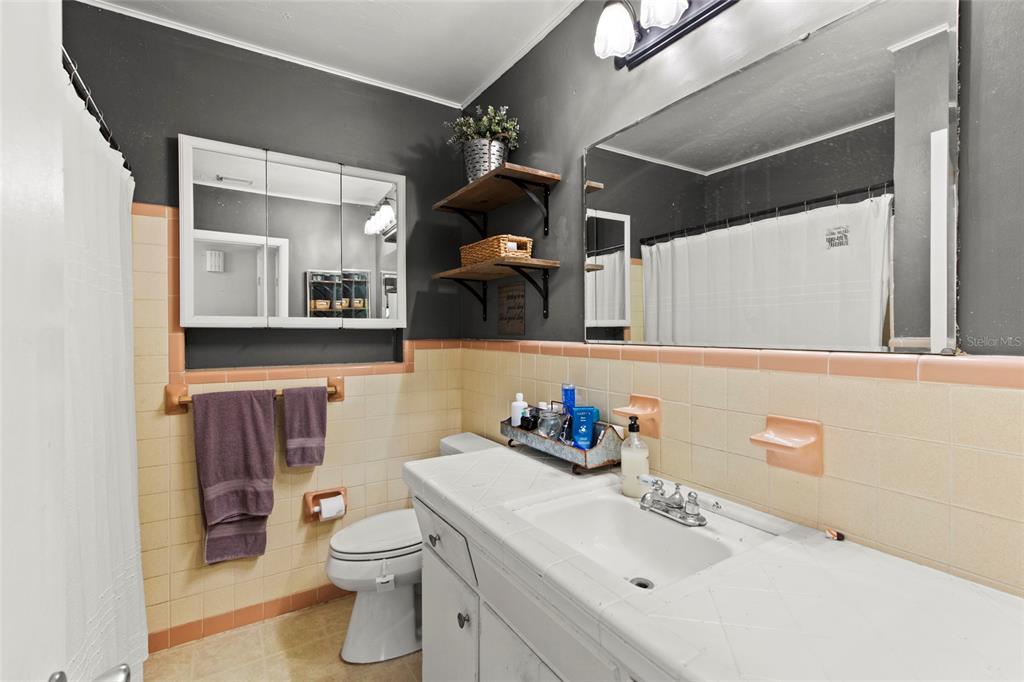 1361 Belleair Road Clearwater, FL 33756 - Photo 7 of 19 a bathroom with a sink mirror and toilet