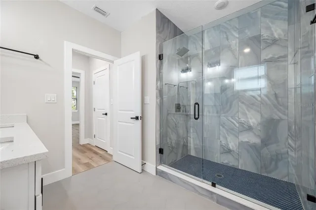 a view of a room with racks on the wall