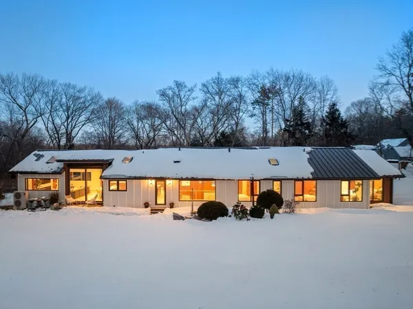 an outdoor view with patio
