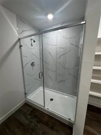 a bathroom with a shower