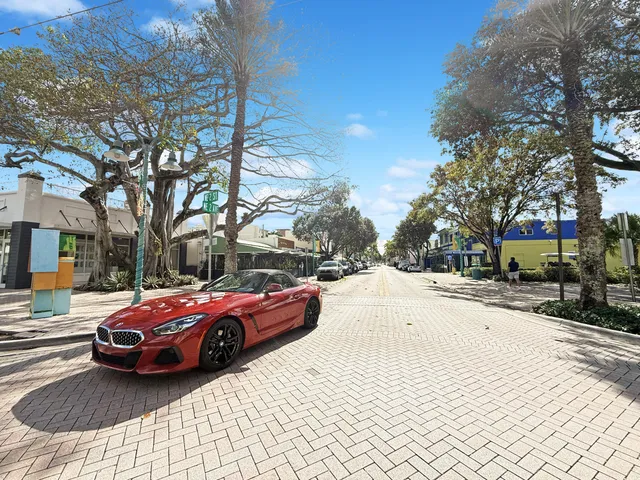 a car parked on the side of a street