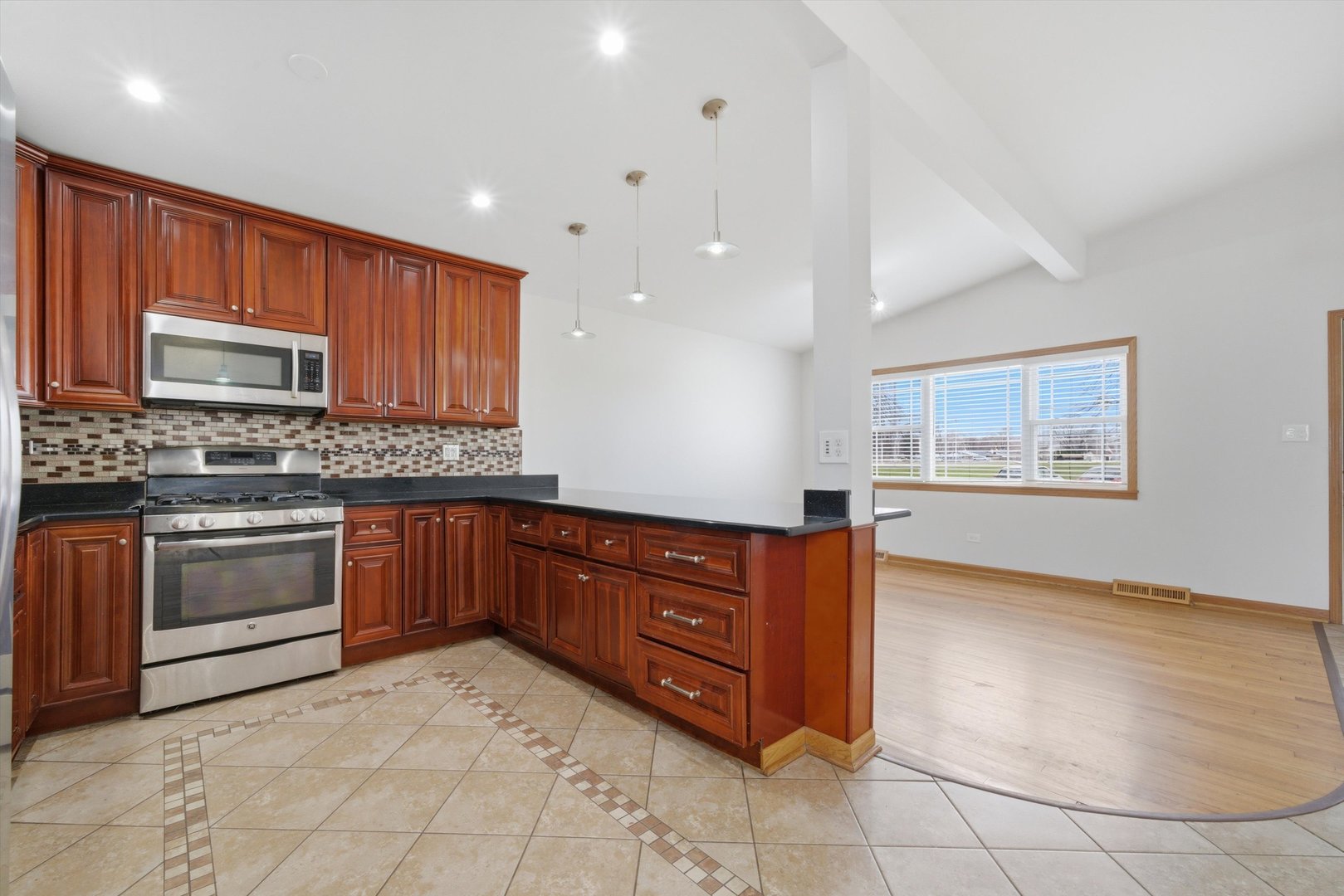 10725 Rutherford Avenue Worth, IL 60482 - Photo 15 of 44 a kitchen with stainless steel appliances granite countertop a stove a sink and a microwave