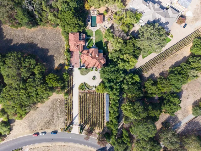 an aerial view of a house