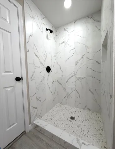 a bathroom with a shower