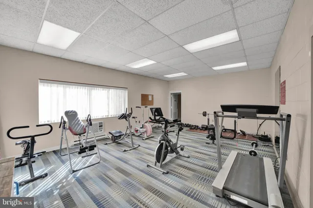a view of a room with gym equipment