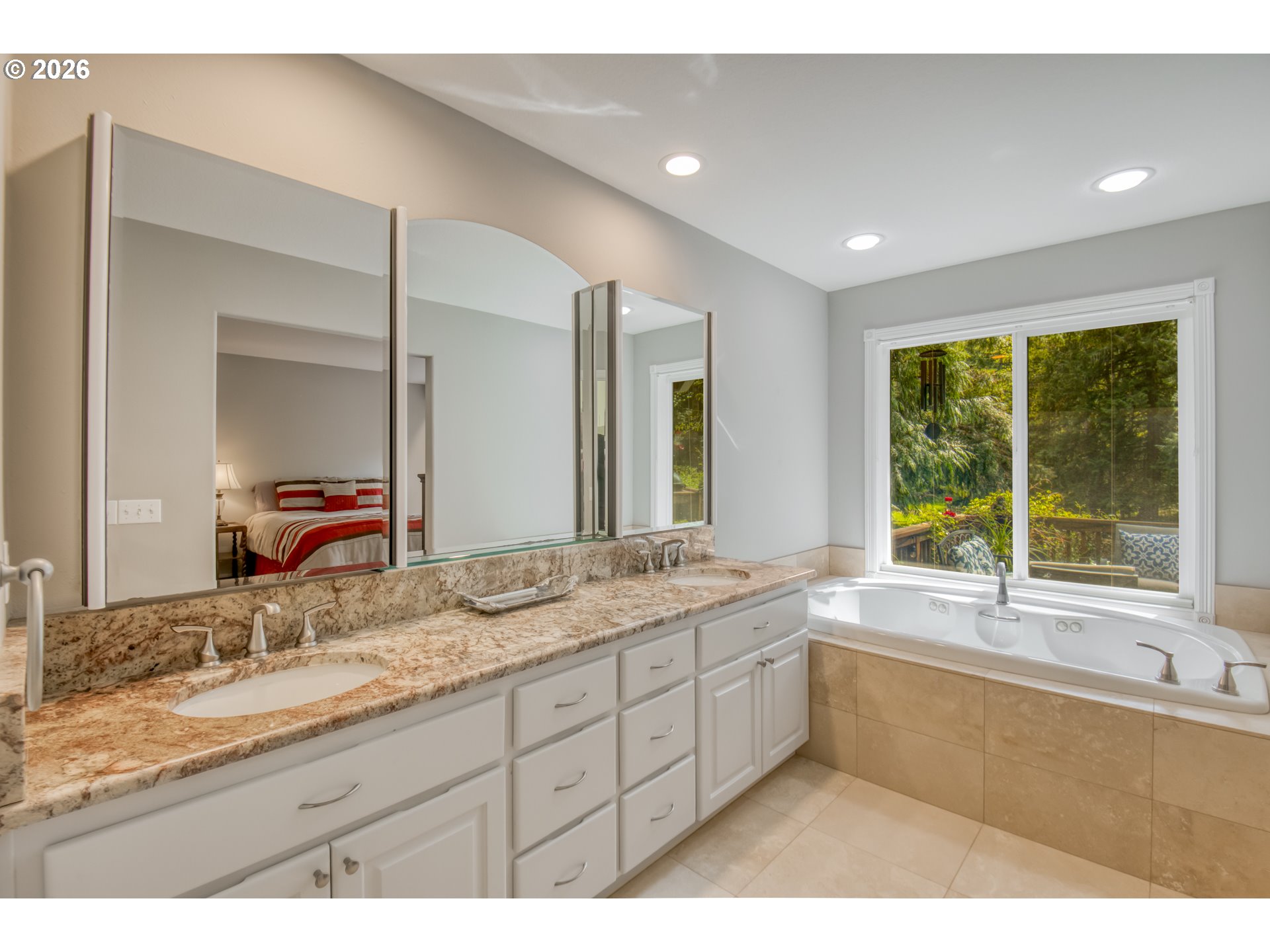56888 Northwest Strassel Road Forest Grove, OR 97116 - Photo 25 of 48 a bathroom with a granite countertop sink mirror and double