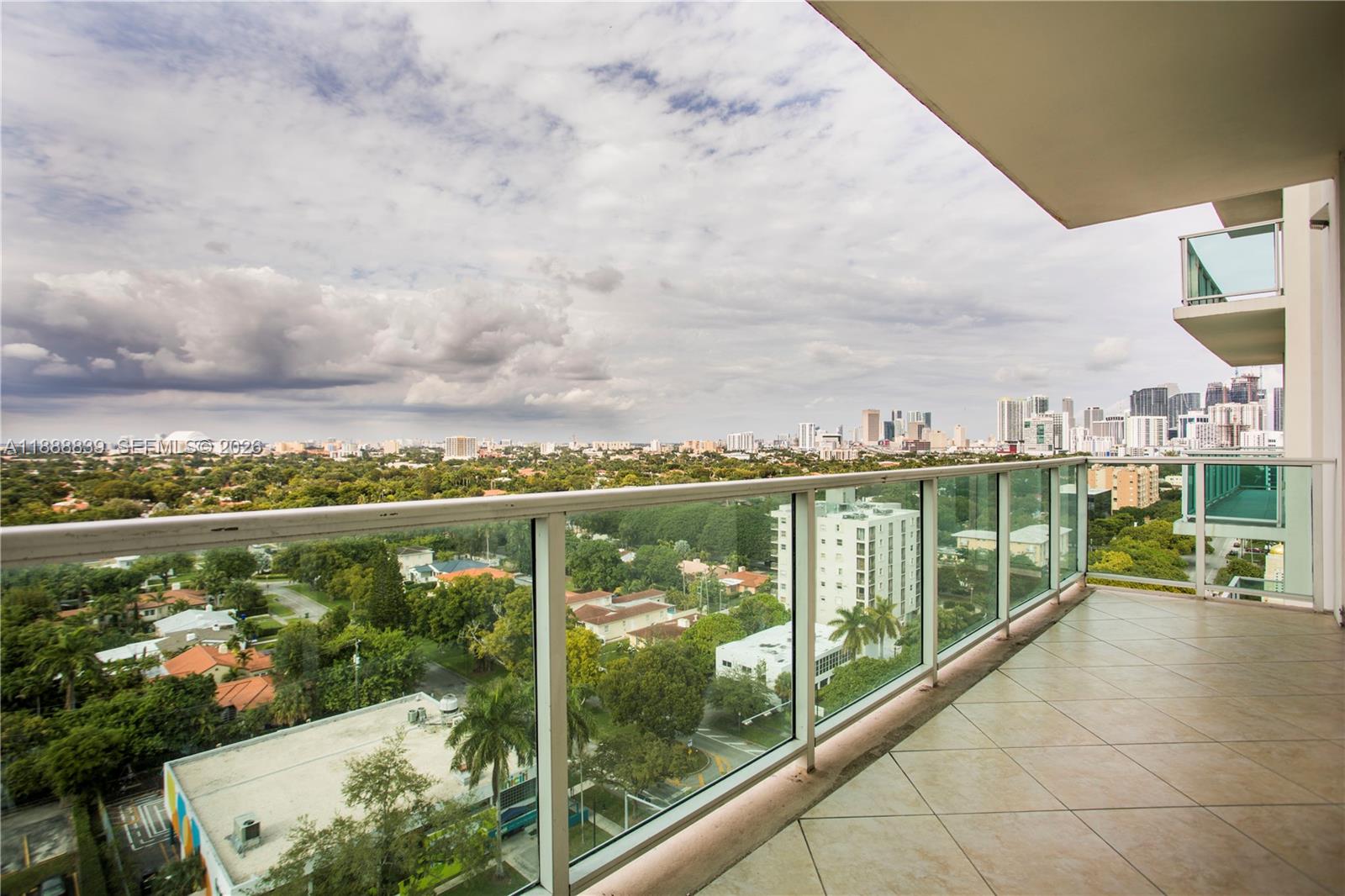 a view of a city from a balcony