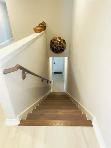 a view of a room that has a bench in it