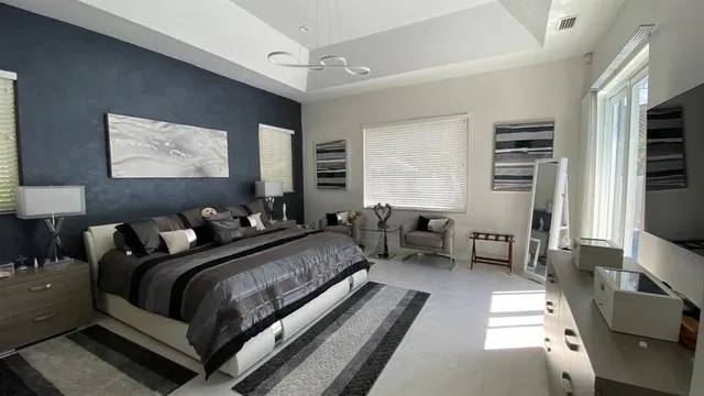 a bedroom with bed or furniture and a flat screen tv