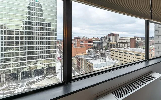 a view of a city from a balcony