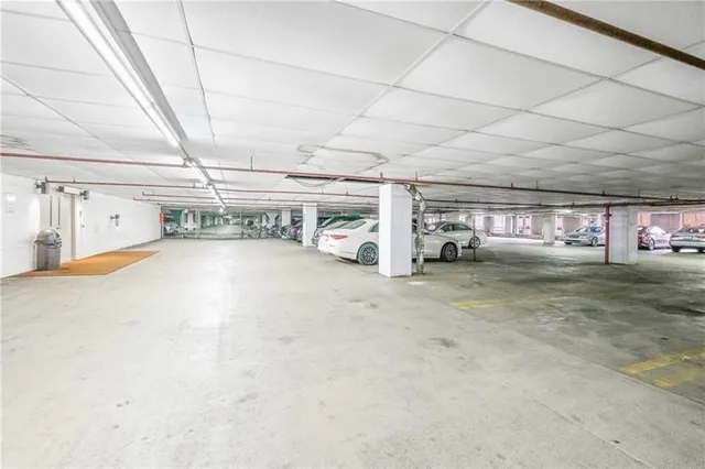 a view of a garage with furniture