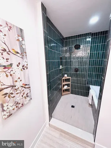 a bathroom with a bathtub