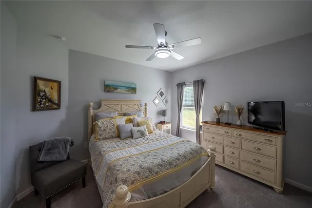 a bedroom with a bed and a couch