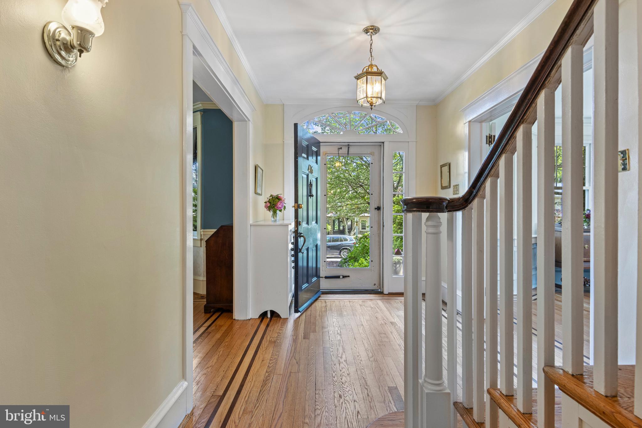 416 Waverly Road Wyncote, PA 19095 - Photo 8 of 67 a view of a hallway with wooden floor and staircase