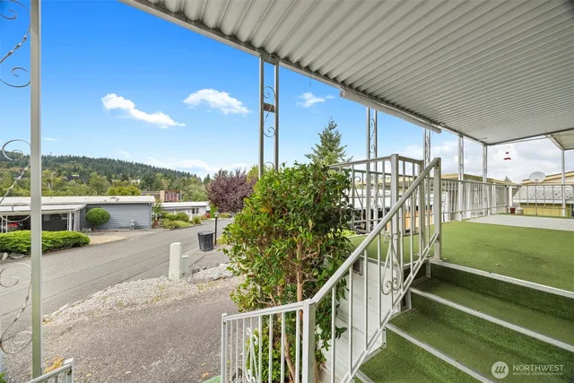 a view of a house with a patio