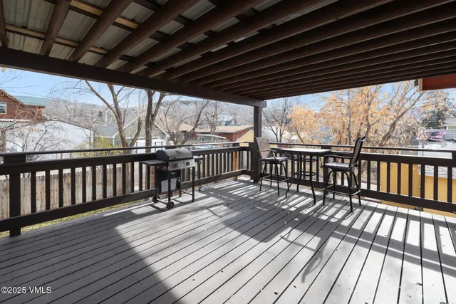 a view of wooden deck