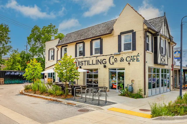 front view of a house with a patio