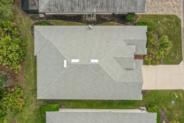 an aerial view of a house