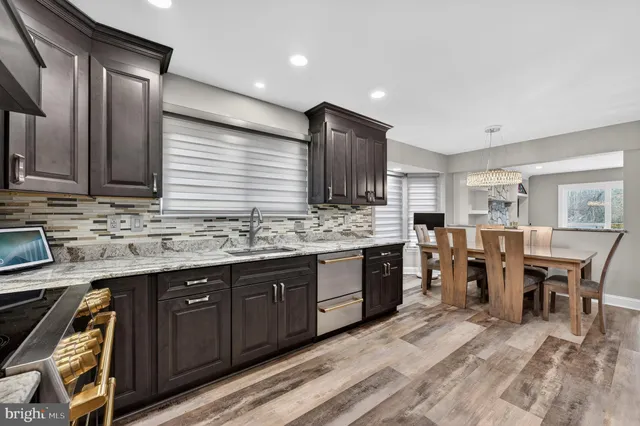 a kitchen with lots of counter top space