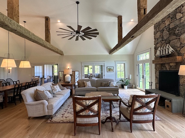 60 Meetinghouse Road Chilmark, MA 02535 - Photo 16 of 49 a living room with fireplace furniture and a flat screen tv