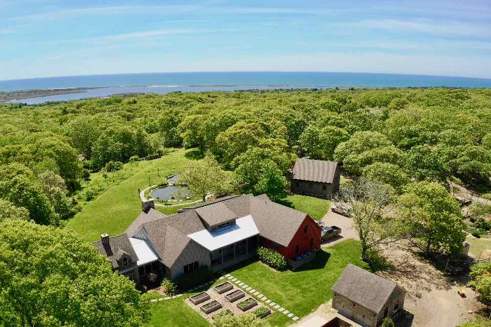 60 Meetinghouse Road Chilmark, MA 02535 - Photo 5 of 49 an aerial view of a house with garden space and street view
