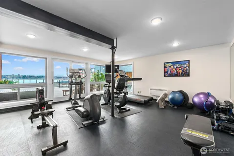 a view of a room with gym equipment