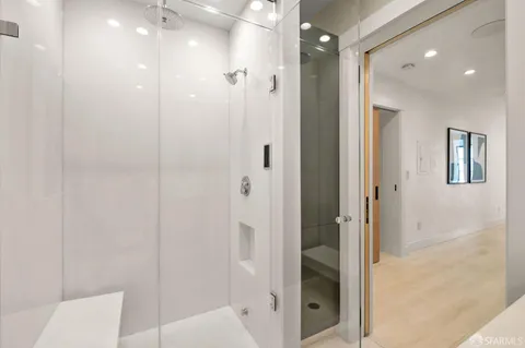 a bathroom with a shower