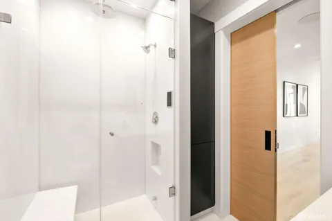a bathroom with a shower