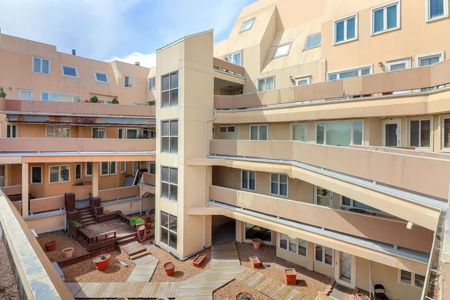 a view of a building with many windows