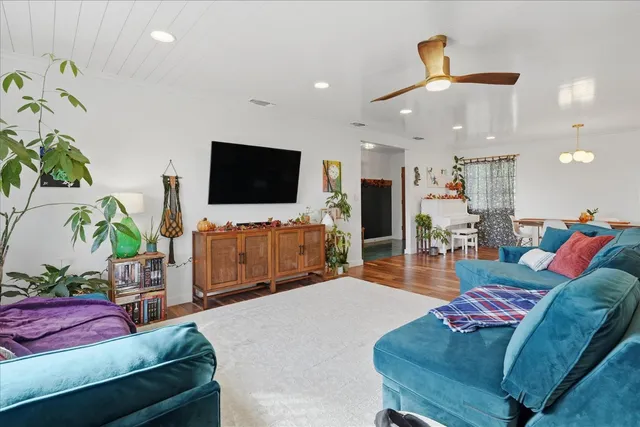 a view of workspace with wooden floor