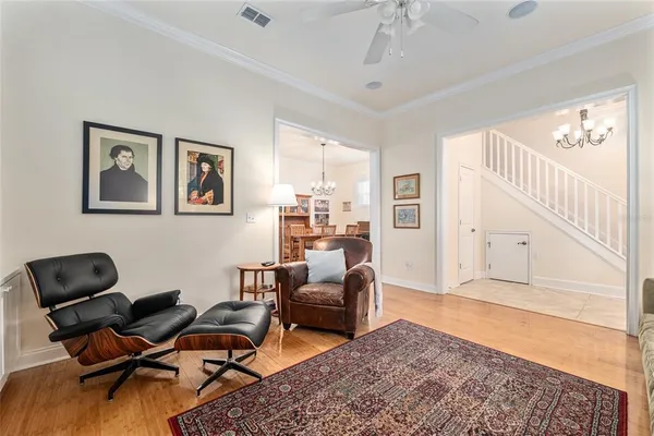 a living room with furniture