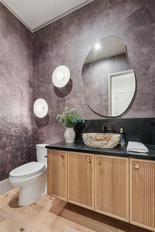 4901 Hanover Avenue Dallas, TX 75209 - Photo 9 of 30 a bathroom with a granite countertop sink and a mirror