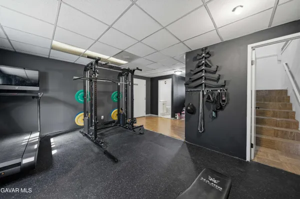 a view of a room with gym equipment