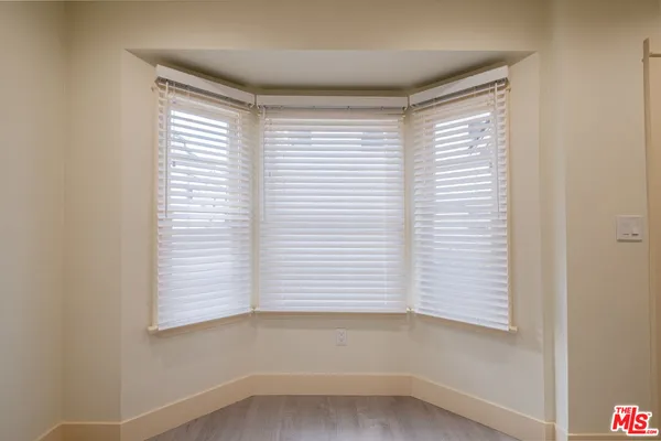 a view of a small space with a window