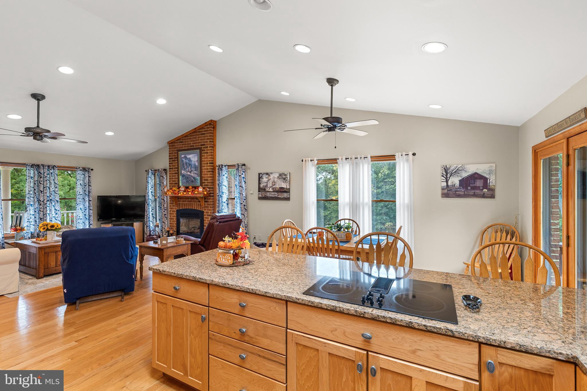 21246 Clarks Mountain Road Rapidan, VA 22733 - Photo 13 of 38 a kitchen with stainless steel appliances granite countertop sink stove and living room