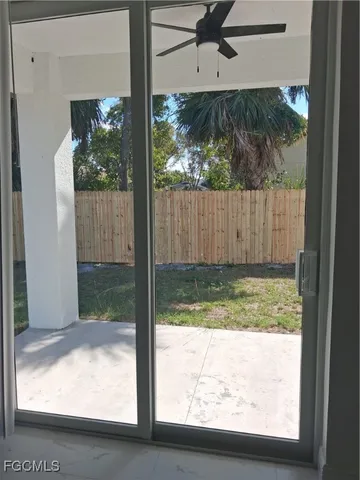 a view of backyard from a window