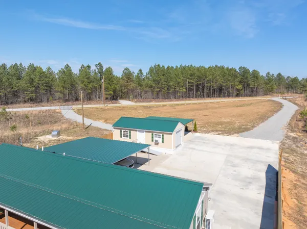 an aerial view of a house