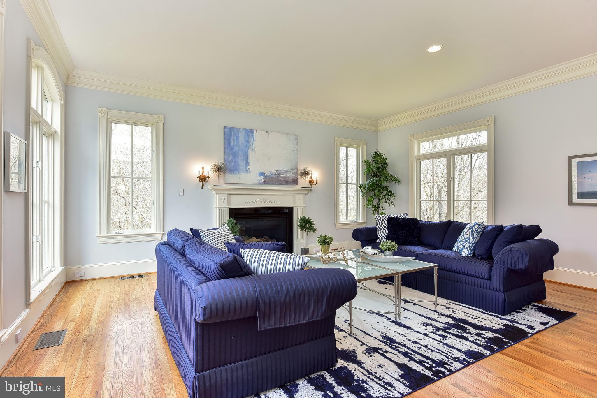 983 Spring Hill Road McLean, VA 22102 - Photo 4 of 41 Living Room with Gas Fireplace and crown molding