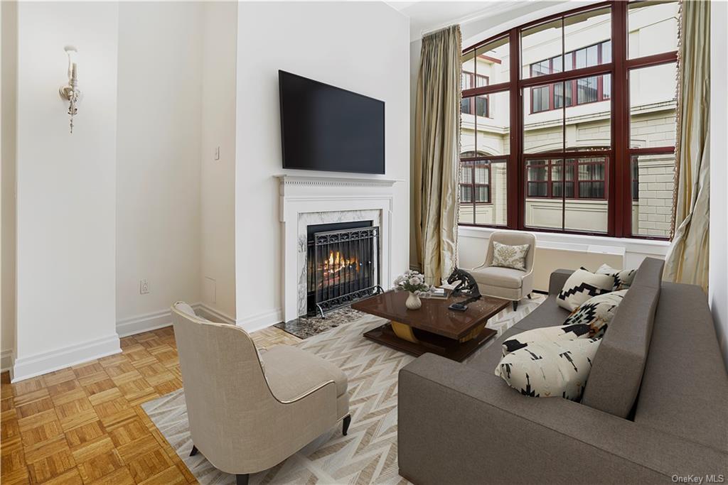 GORGEOUS condo apartment, top floor, large arched windows with custom draperies, gas fireplace
