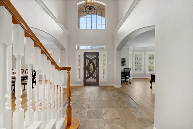 a view of gallery with stairs