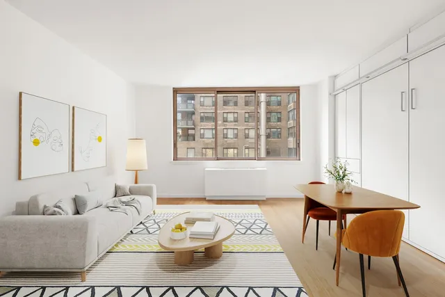 a picture of a park with an bench