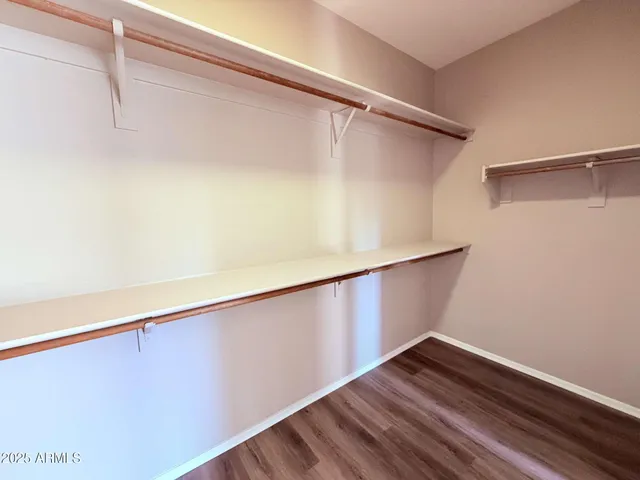 a view of an empty walk in closet