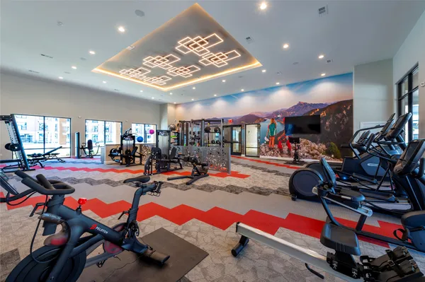 a view of a room with gym equipment