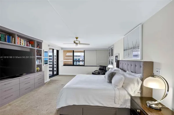 a bedroom with bed tv and window