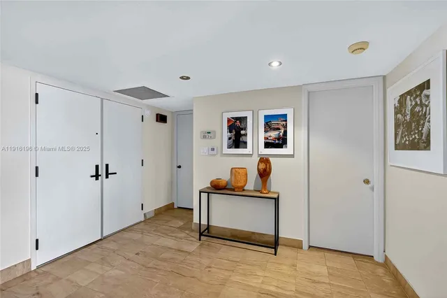a view of balcony with wooden floor