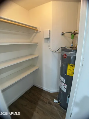 a view of small space with racks on the wall