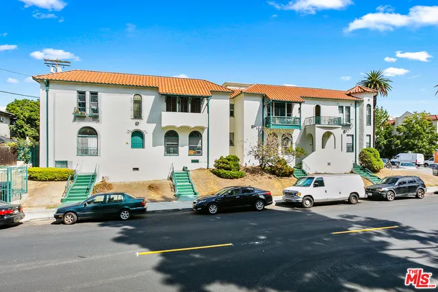a car parked in front of a building
